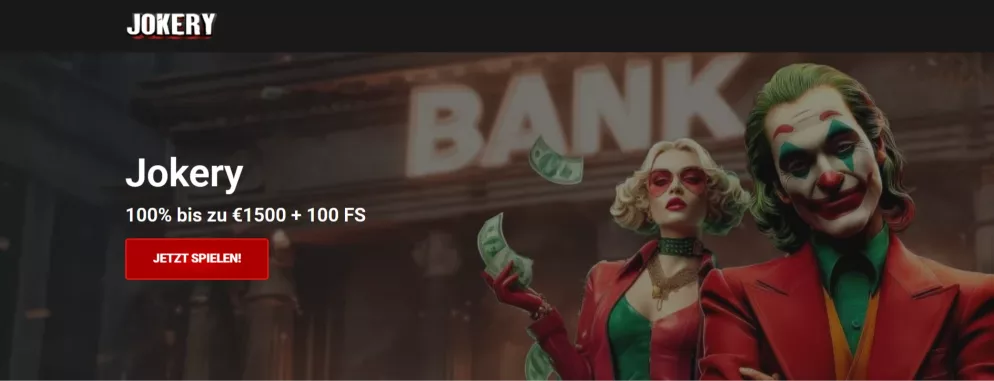 Jokery Casino – 100% bis zu €1.500 Willkommensbonus + 100 Freispiele für neue Spieler in Deutschland